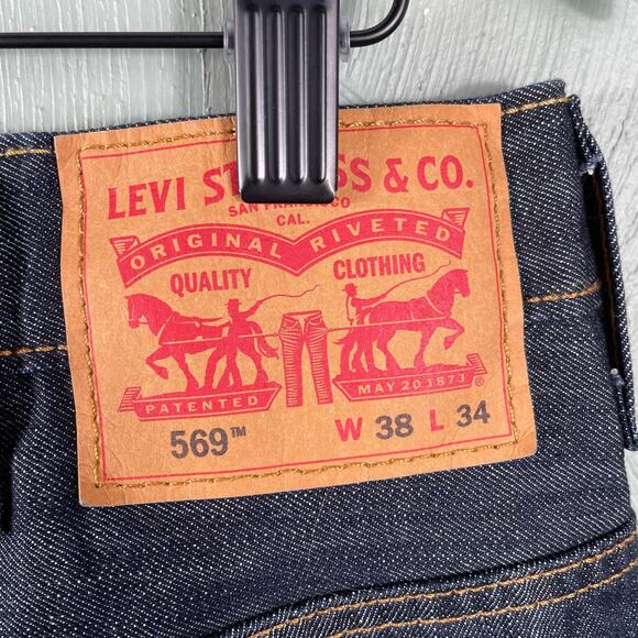 Levi's 569 Jeans Mens 38x34 Blue Relaxed Loose Fit Dark Wash Rancher Western - Picture 3 of 8